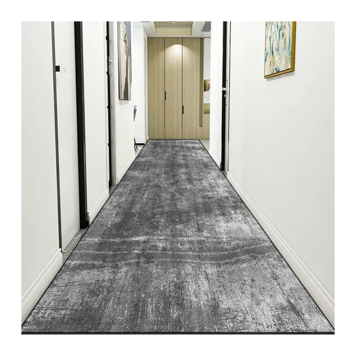 Moderner Hallenläufer Karpetti in Einfarbig Abstrakt als langer Flurteppich und Bodenmatte, B/T: 100 x 400 cm - Bild 1