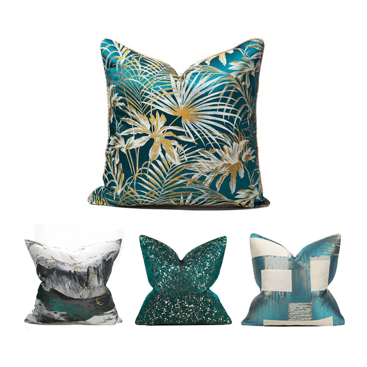 Moderner Kissenbezug in Grün mit Kunstmotiv im nordischen Design für dein Sofa, Bett oder Wohnzimmer - Bild 1