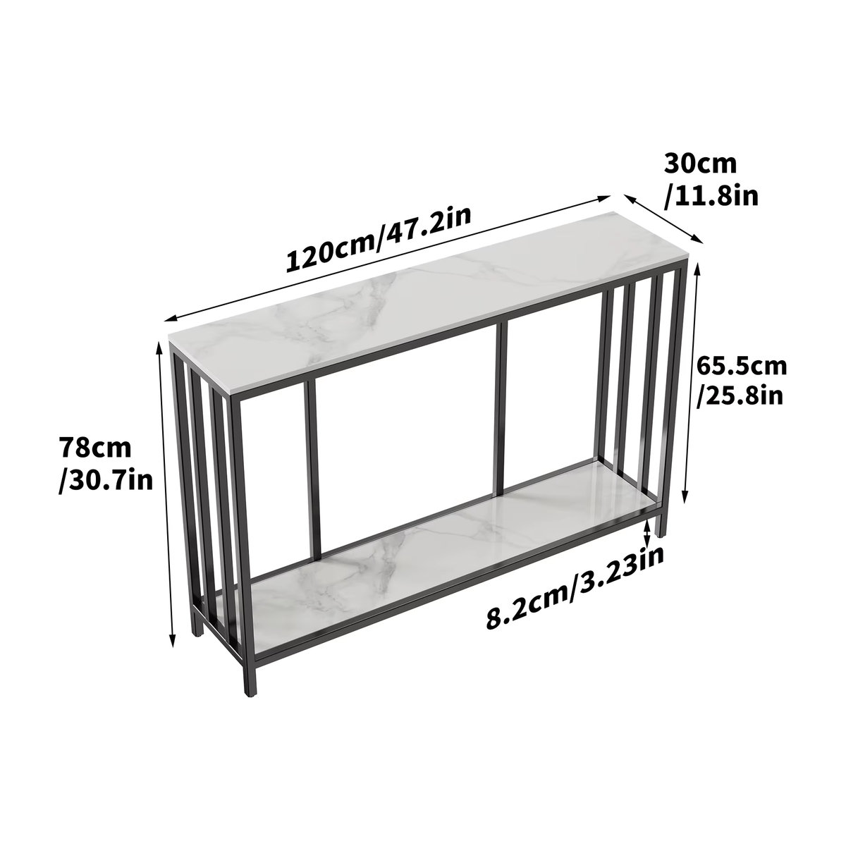 Moderner Konsolentisch Wisfor aus Sinterstein in Weiß mit Metallfuß, B: 120 cm - Bild 4