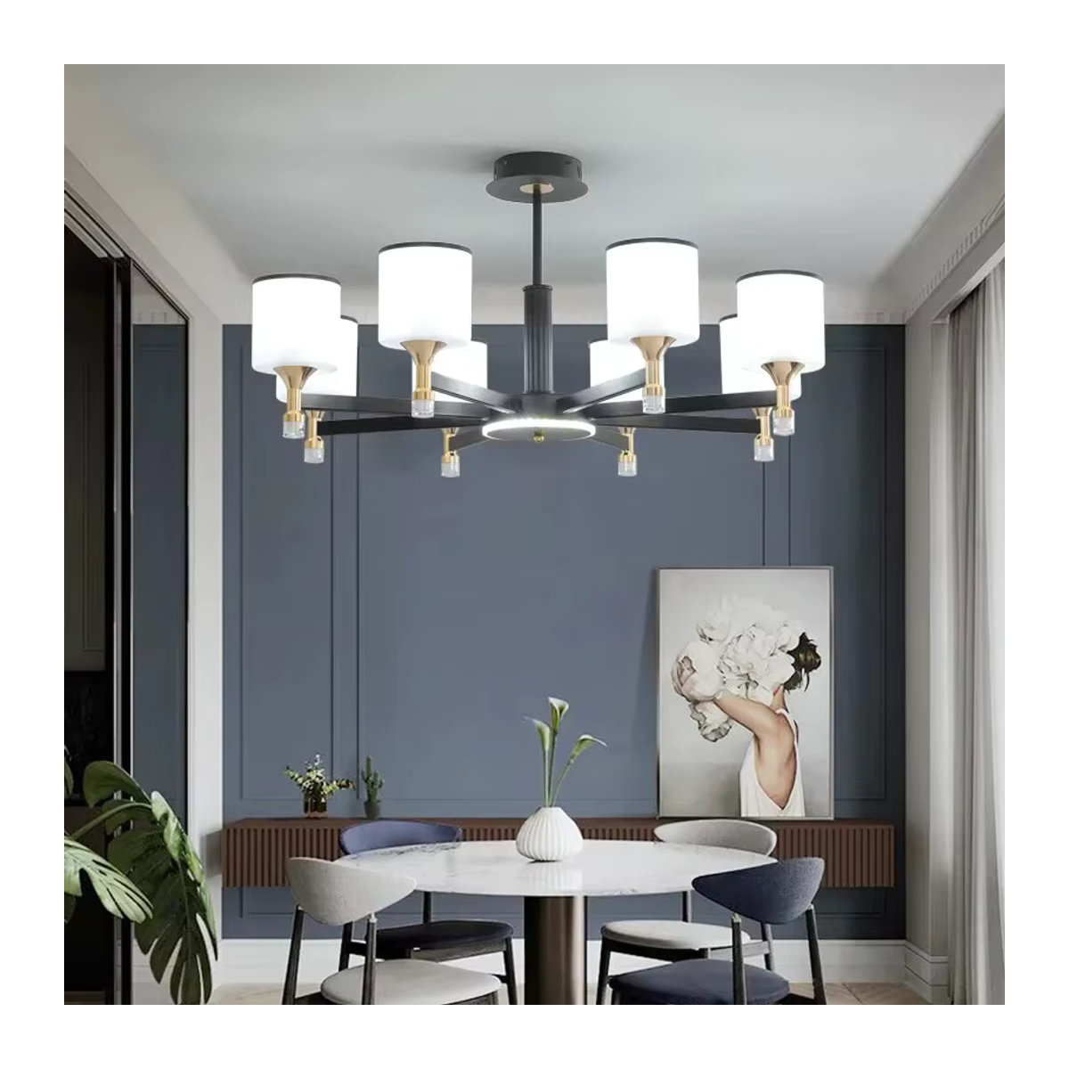 Moderner Kronleuchter im skandinavischen Design von JIANKEXING für Wohnzimmer und Schlafzimmer in Schwarz oder Weiß - Bild 2