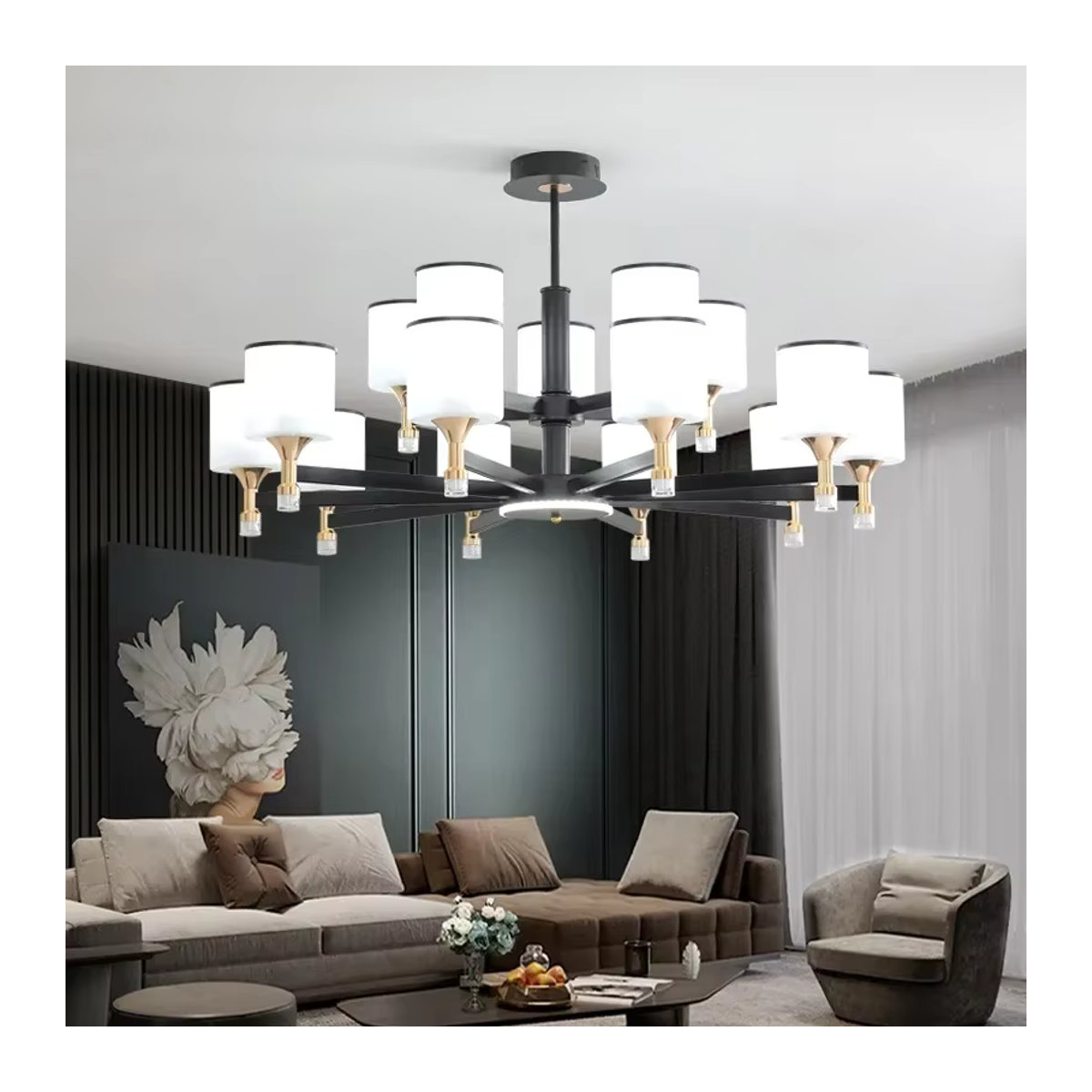 Moderner Kronleuchter im skandinavischen Design von JIANKEXING für Wohnzimmer und Schlafzimmer in Schwarz oder Weiß - Bild 3