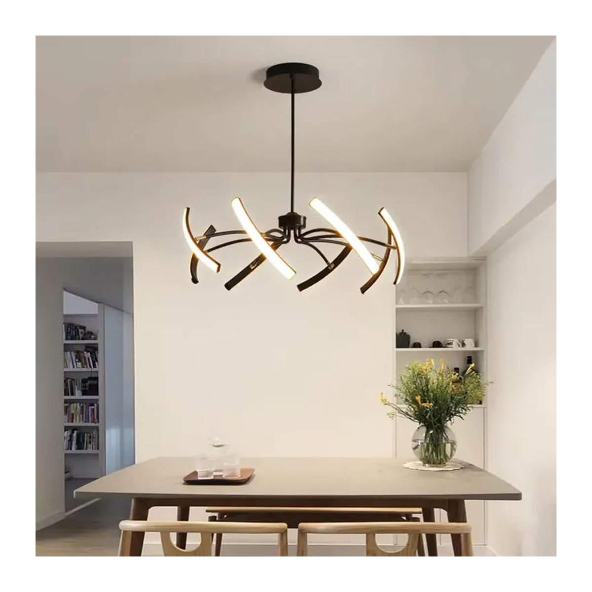 Moderner Kronleuchter SaloEElaitte in Schwarz für Wohnzimmer, Schlafzimmer und Küche - Bild 3