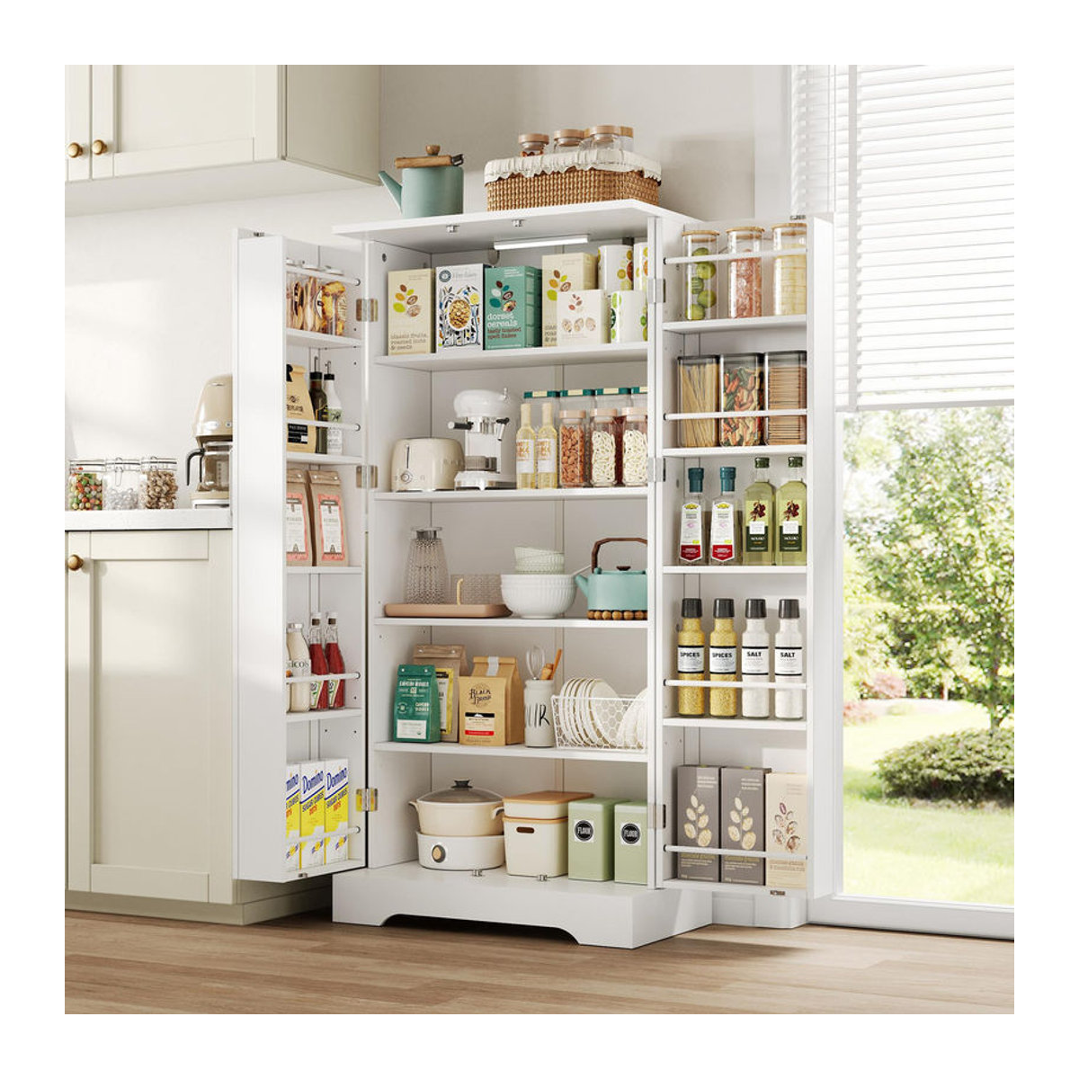 Moderner Küchenschrank von TG Electrical DE in Weiß mit Drehtüren und LED-Sensorleuchte, B/T/H: 60 x 35 x 128 cm - Bild 2