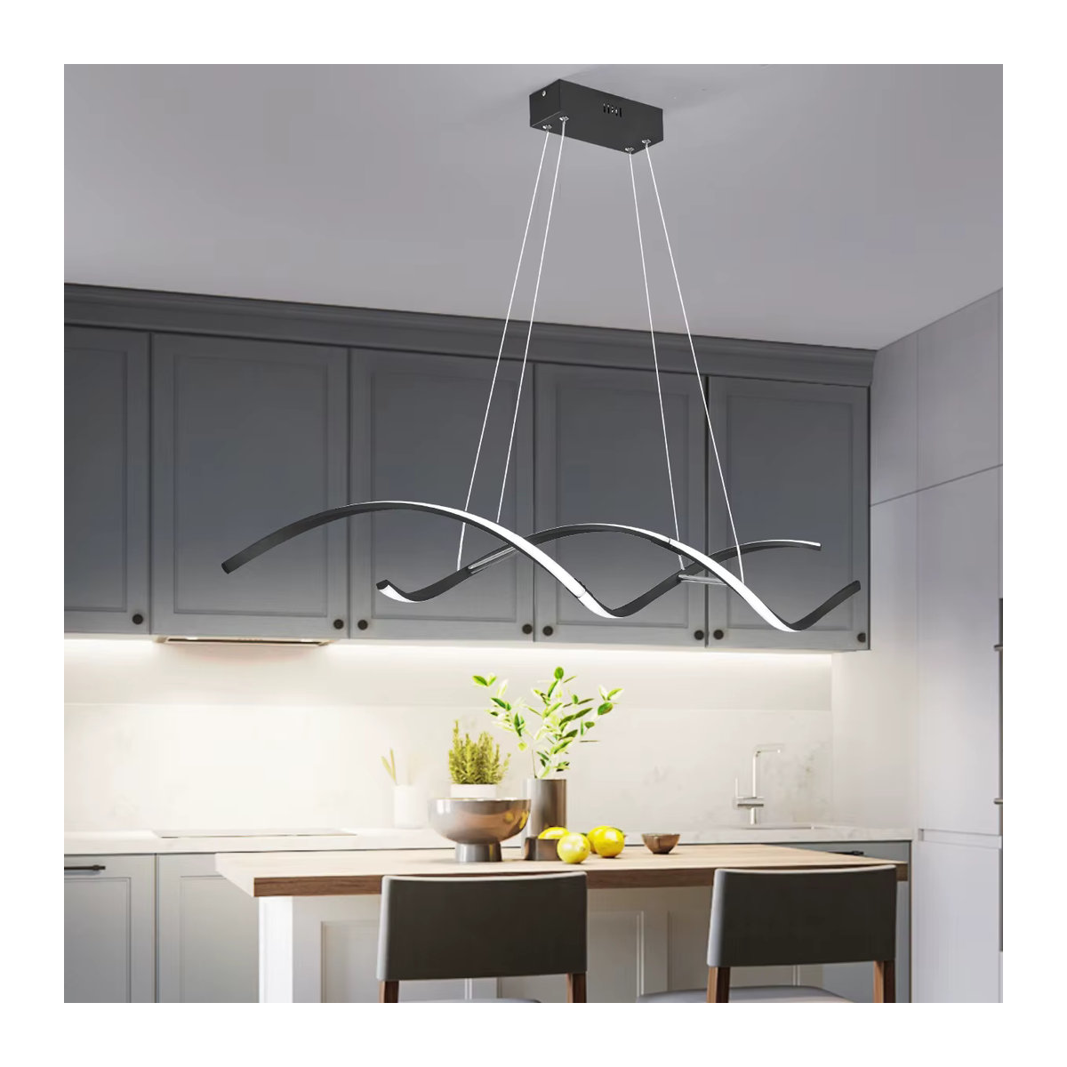 Moderner LED Kronleuchter NEO Gleam in Schwarz aus Aluminium für Smart Home mit Alexa und Google Unterstützung - Bild 3