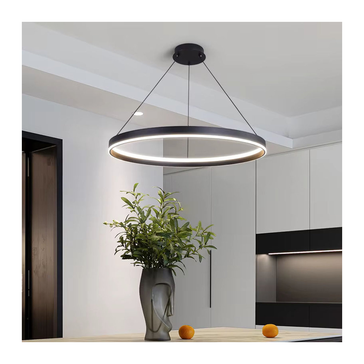 Moderner LED Kronleuchter TONDI aus Aluminium für Wohnzimmer Esszimmer und Schlafzimmer in Schwarz oder Weiß - Bild 2