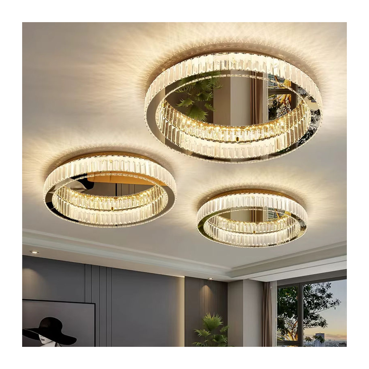 Moderner LED Kronleuchter von TAONUANSHU in Gold mit Glas-Kristallen für Wohnzimmer und Schlafzimmer - Bild 2