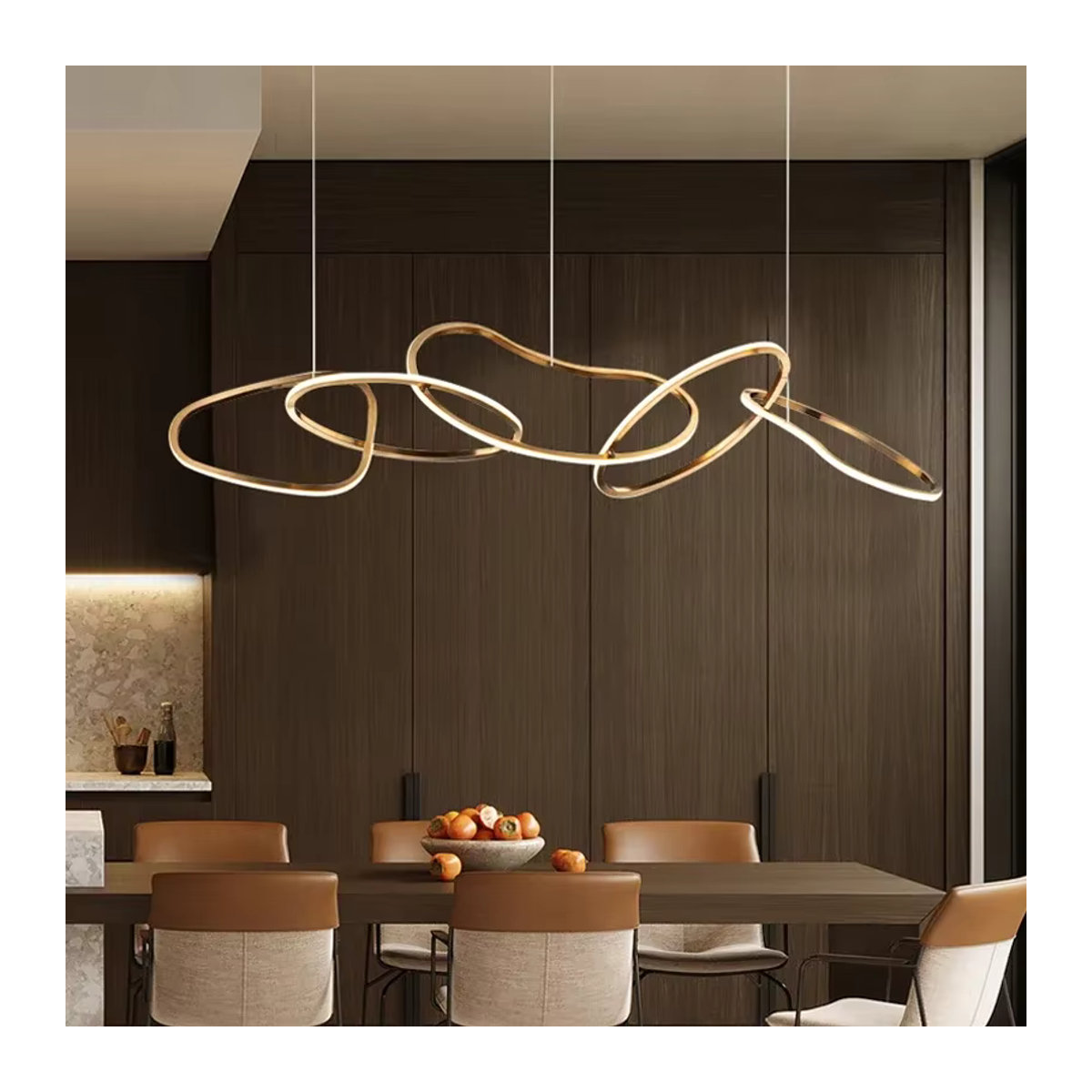 Moderner LED Kronleuchter xiuxiu in Rose Gold aus Metall mit Ring-Design - Bild 3