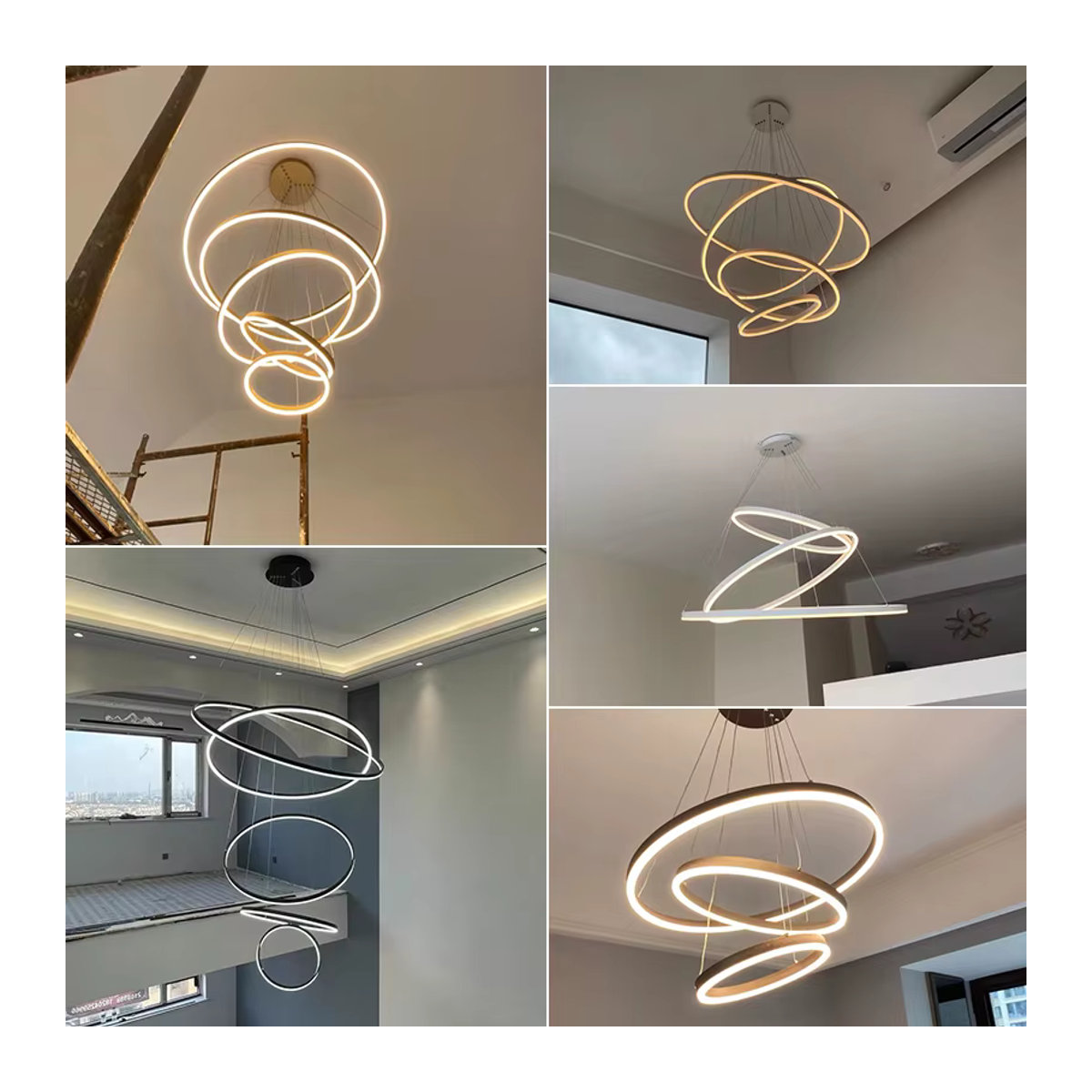 Moderner LED-Ring Pendelleuchte von ONEBEI in Schwarz - Bild 5