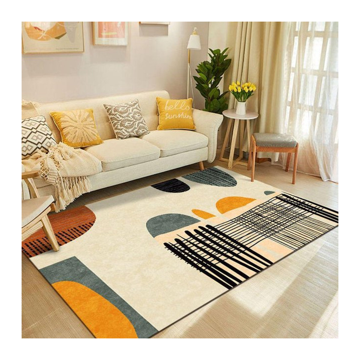 Moderner minimalistischer Teppich für Wohnzimmer und Schlafzimmer, rutschfeste Fußmatte zur Heimdekoration, B/T: 160 x 100 cm - Bild 1