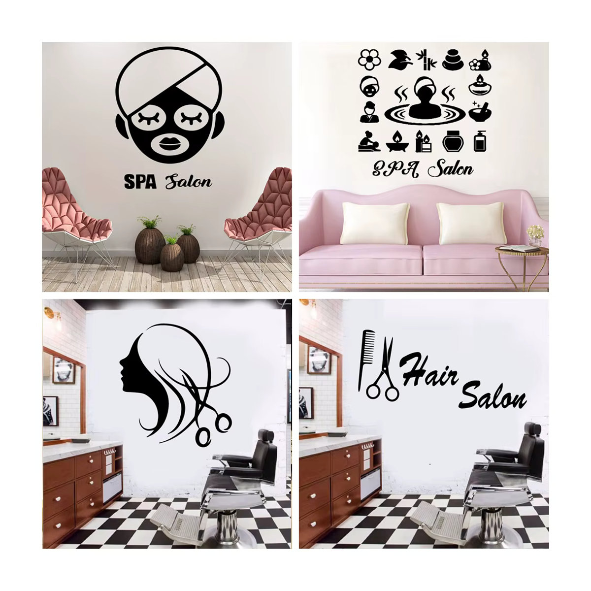 Moderner PVC Wandaufkleber für Schönheitsstudios und Friseursalons im Vinyl-Design - Bild 1