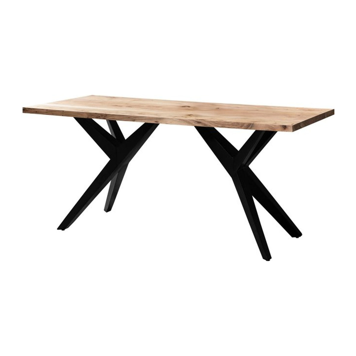 Moderner Schreibtisch im Industrial Design aus Massivholz in Braun Natur B: 180 cm, T: 90 cm, H: 76 cm - Bild 1