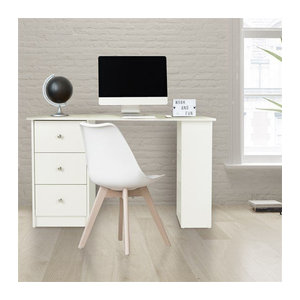 Moderner Schreibtisch von ML-Design in Weiß mit drei Schubladen und Aufbewahrungsregalen, B/T/H: 120 x 49 x 72 cm