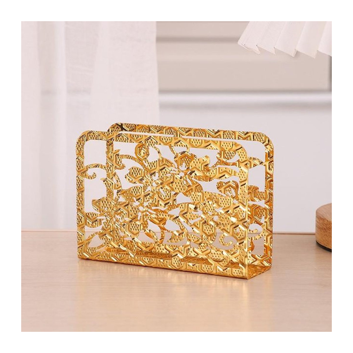 Moderner Serviettenhalter aus Schmiedeeisen von SZ-Damai in Gold mit floralem Design für die Küche oder den Esstisch - Bild 1