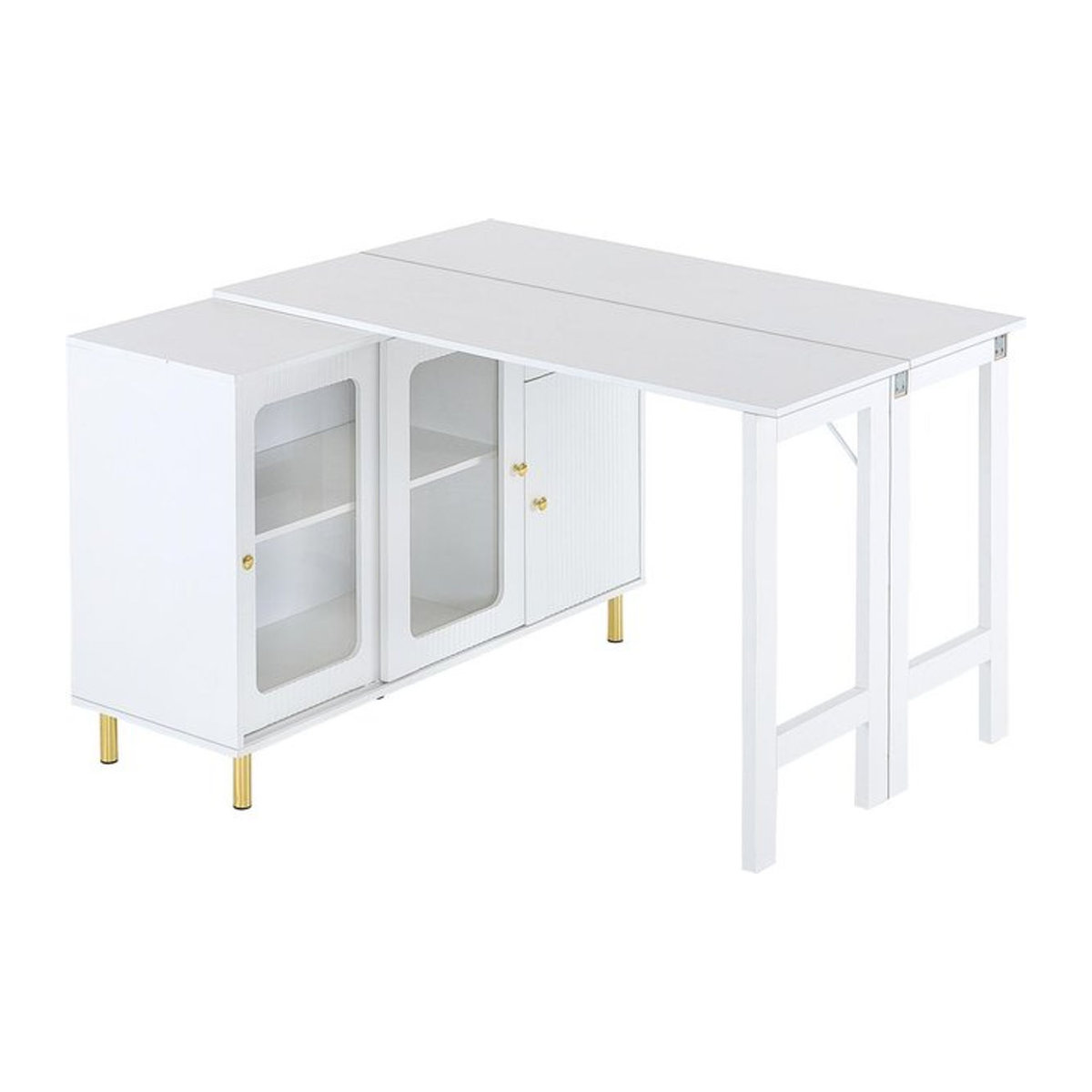 Modernes Buffet-Sideboard von TG Electrical DE in Weiß mit Glas und Metallbeinen, B/T/H: 116 x 40 x 78,5 cm - Bild 1