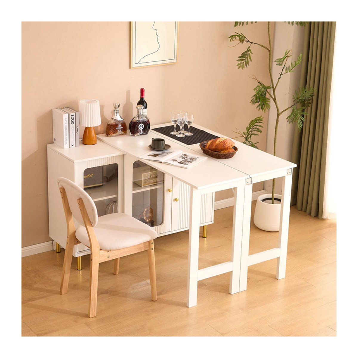 Modernes Buffet-Sideboard von TG Electrical DE in Weiß mit Glas und Metallbeinen, B/T/H: 116 x 40 x 78,5 cm - Bild 2