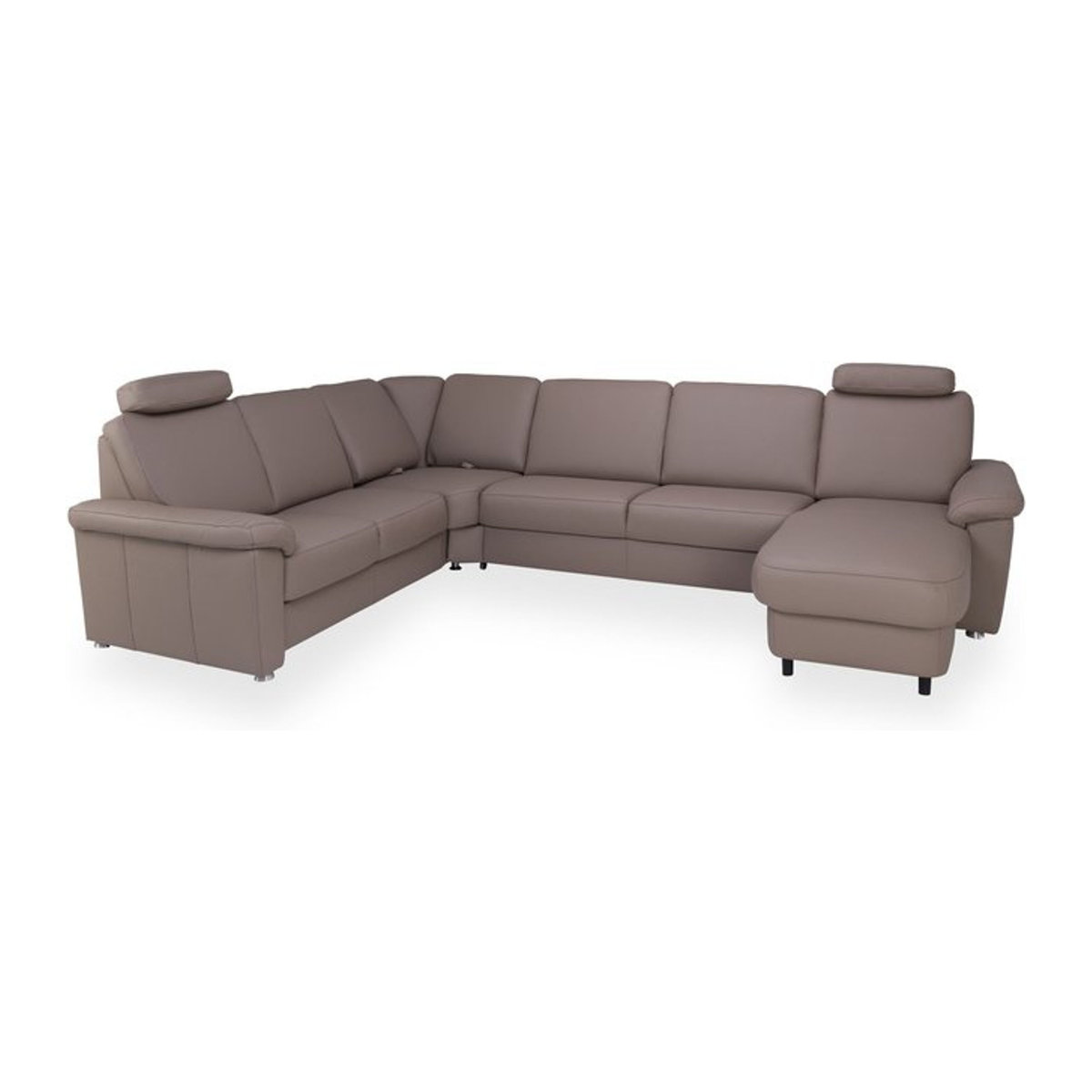 Modernes Ecksofa Massimo Polsterecke aus Echtleder in Grün und Taupe Meliert mit Metallfüßen, B/T/H: 240 x 160 x 91 cm - Bild 1