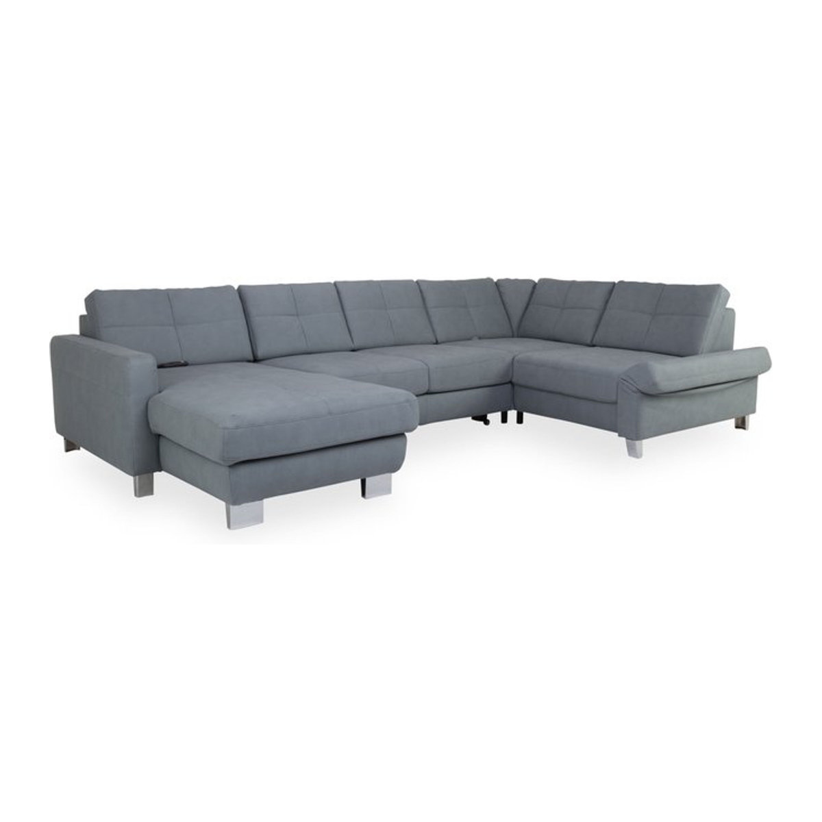 Modernes Ecksofa SYSTEMPOLSTER MAXIM in Grau mit Stoffbezug aus Polyester und alufarbenen Akzenten - Bild 1