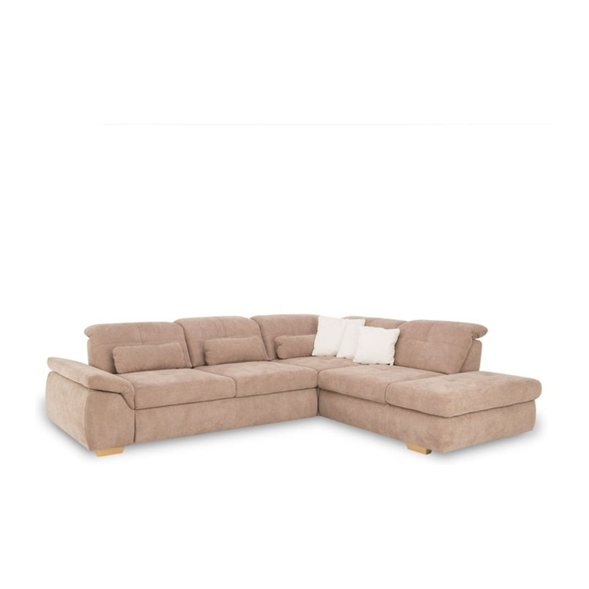 Modernes Ecksofa SYSTEMPOLSTER MINERVA in Beige und Braun mit Stoffbezug aus Polyester und Polyamid, linksseitig konfiguriert - Bild 1