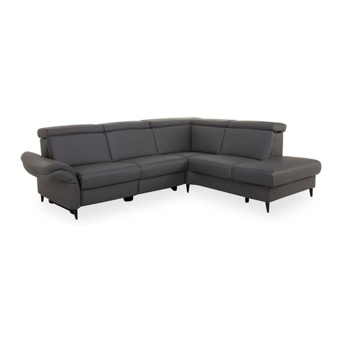 Modernes Ecksofa SYSTEMPOLSTER PACEY aus Echtleder in Schwarz oder Grau, linksseitig, B/T/H: 257 x 170 x 54 cm - Bild 1