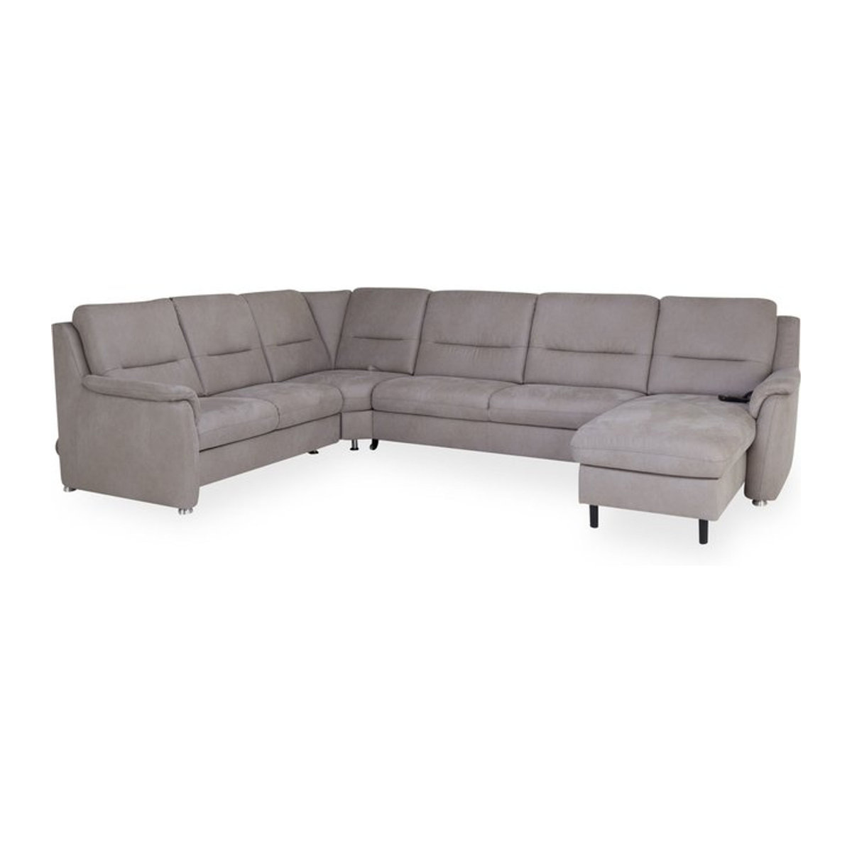 Modernes Ecksofa SYSTEMPOLSTER Pino in Grau mit Stoffbezug und Metallgestallt in Alufarben - Bild 1