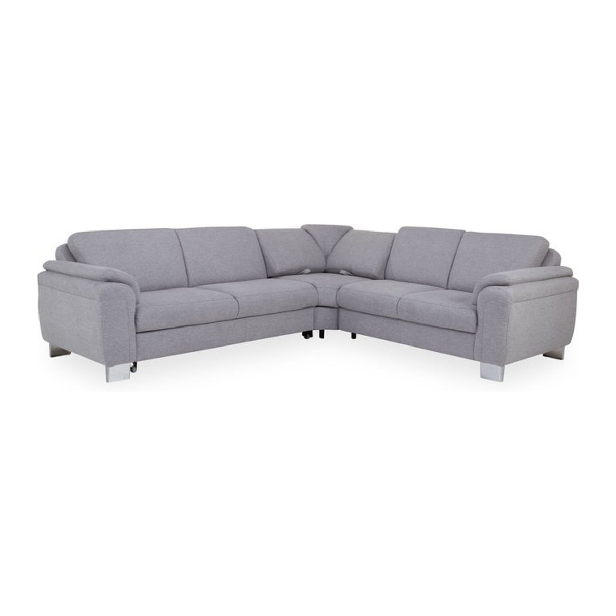 Modernes Ecksofa SYSTEMPOLSTER ZETA in Grau mit Stoffbezug und Chrom-Details, linksseitig - Bild 1