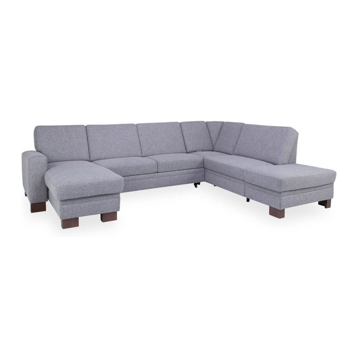 Modernes Ecksofa SYSTEMPOLSTER ZIPORA in Grau mit Stoffbezug und Buche-Elementen, linksseitig, B/T/H: 319 x 241 x 241 x 158 cm - Bild 1