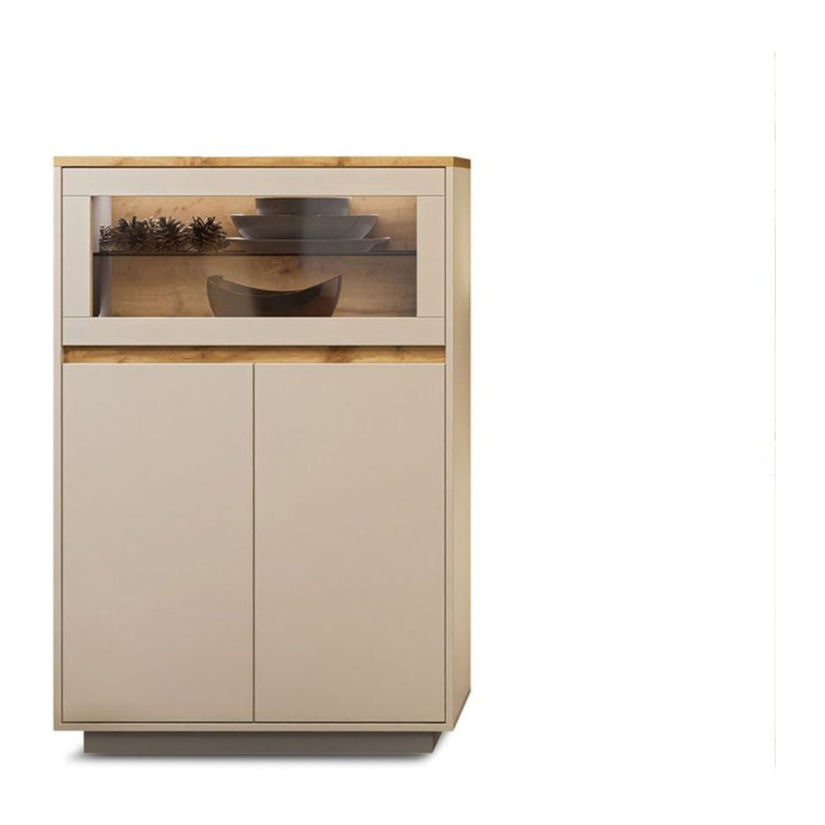 Modernes Highboard vito FIESTA in Eiche Altholz mit Glasfront, B/T/H: 129 x 40 x 85 cm - Bild 1