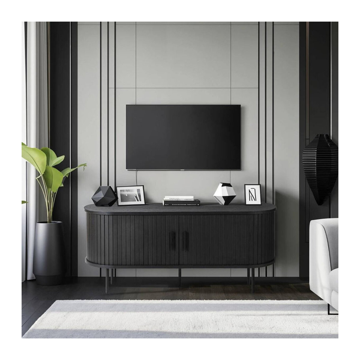Modernes Lowboard SELVA von WIPMEB in Schwarz, minimalistisches Design aus Metall, B/H/T: 120 x 54 x 60 cm - Bild 1