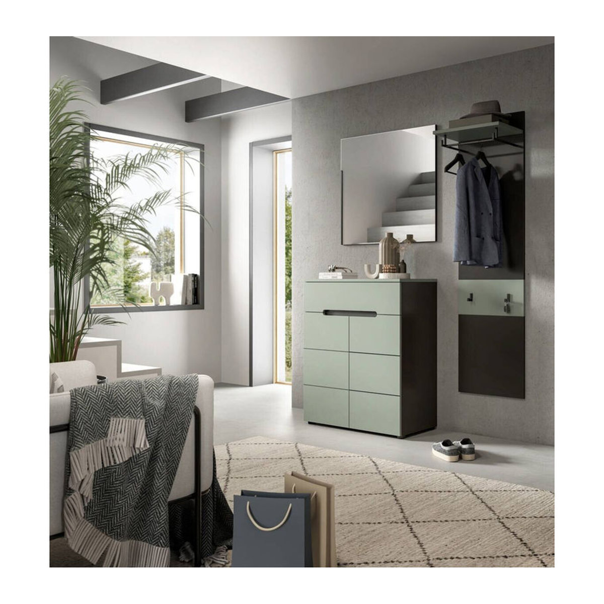 Modernes Paneel xonox.home in Grün und Basaltgrau Nachbildung B/H/T: 165 x 45 x 29 cm - Bild 2