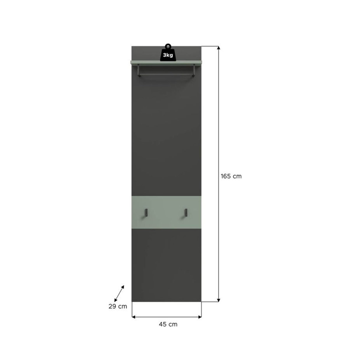 Modernes Paneel xonox.home in Grün und Basaltgrau Nachbildung B/H/T: 165 x 45 x 29 cm - Bild 5