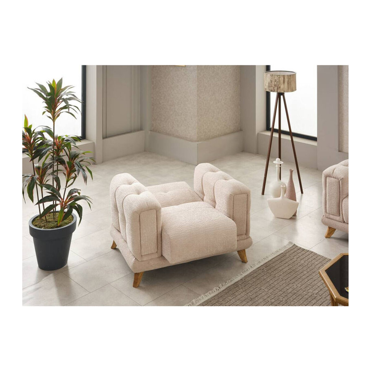 Modernes Rixos Schlafsofa 3-2-1 in Beige aus Webstoff - Bild 1