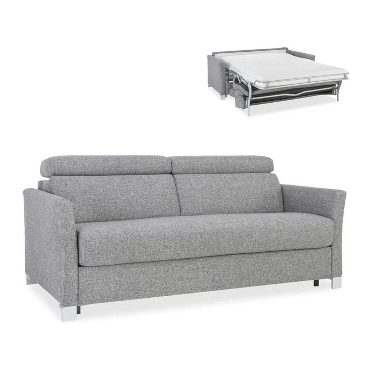 Modernes Schlafsofa Flexa in Blau und Grau mit Chromgestell aus Stoff und Polypropylen - Bild 1