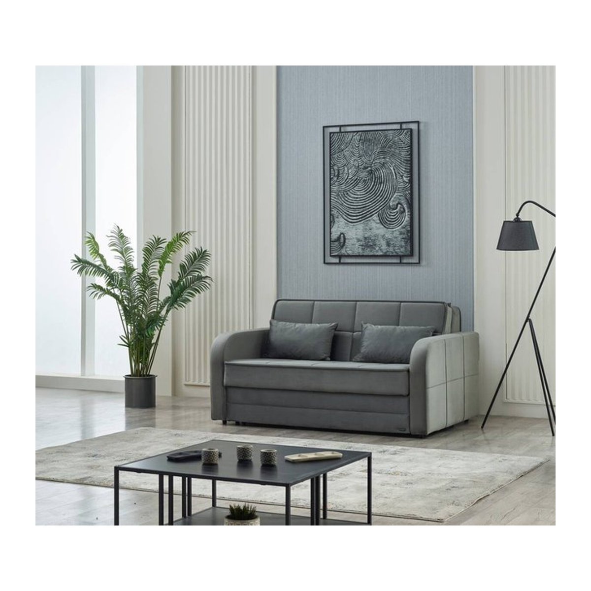 Modernes Schlafsofa Moleron in Grau aus Polyester mit den Maßen B: 171 cm, H: 94 cm, T: 111 cm - Bild 1