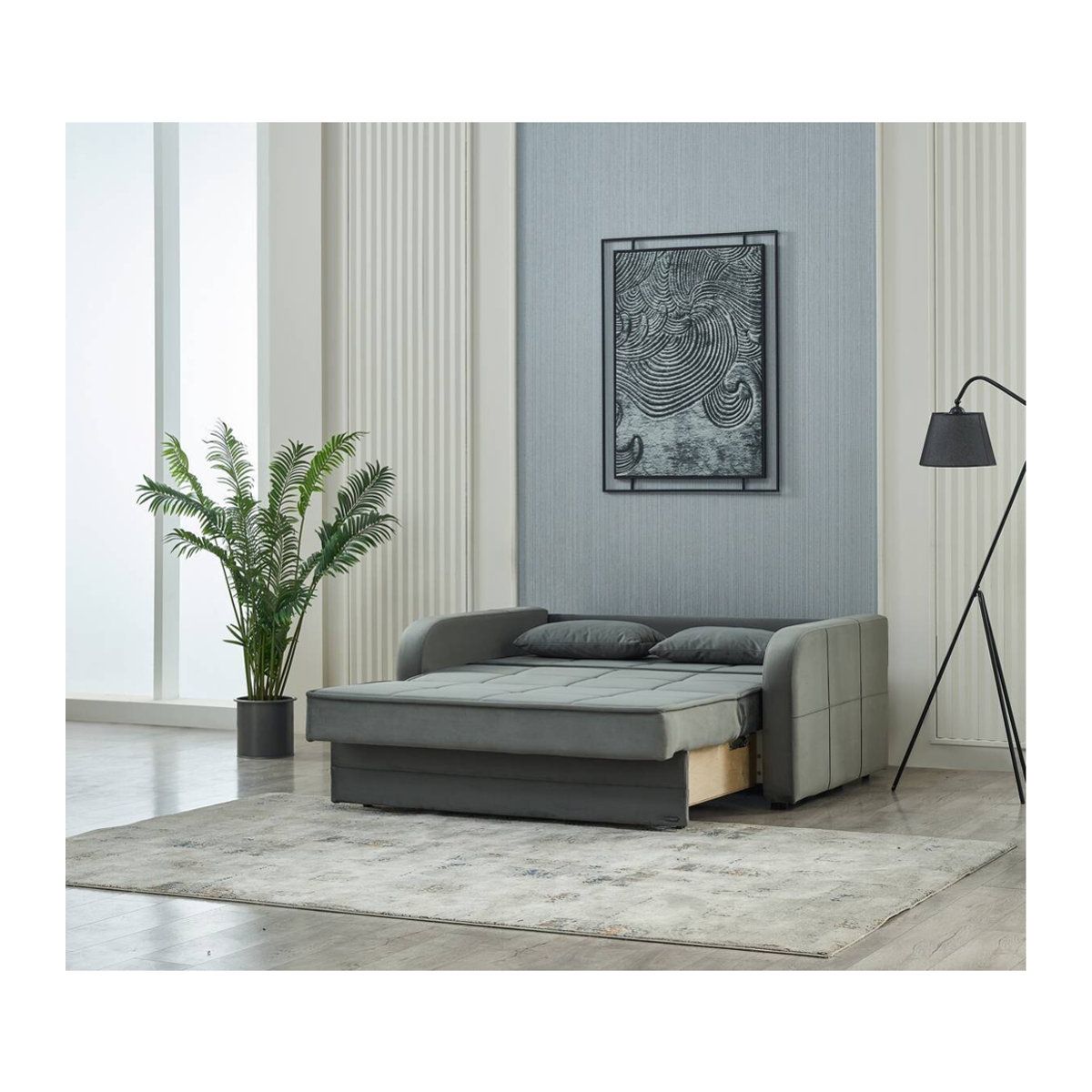 Modernes Schlafsofa Moleron in Grau aus Polyester mit den Maßen B: 171 cm, H: 94 cm, T: 111 cm - Bild 3