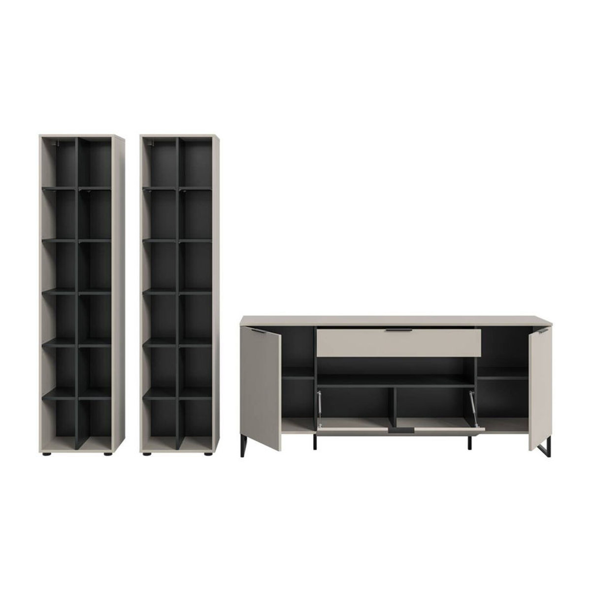 Modernes Sideboard xonox.home Noida in Kaschmirgrau und Schwarz B/H/T: 305 x 192 x 41 cm - Bild 2