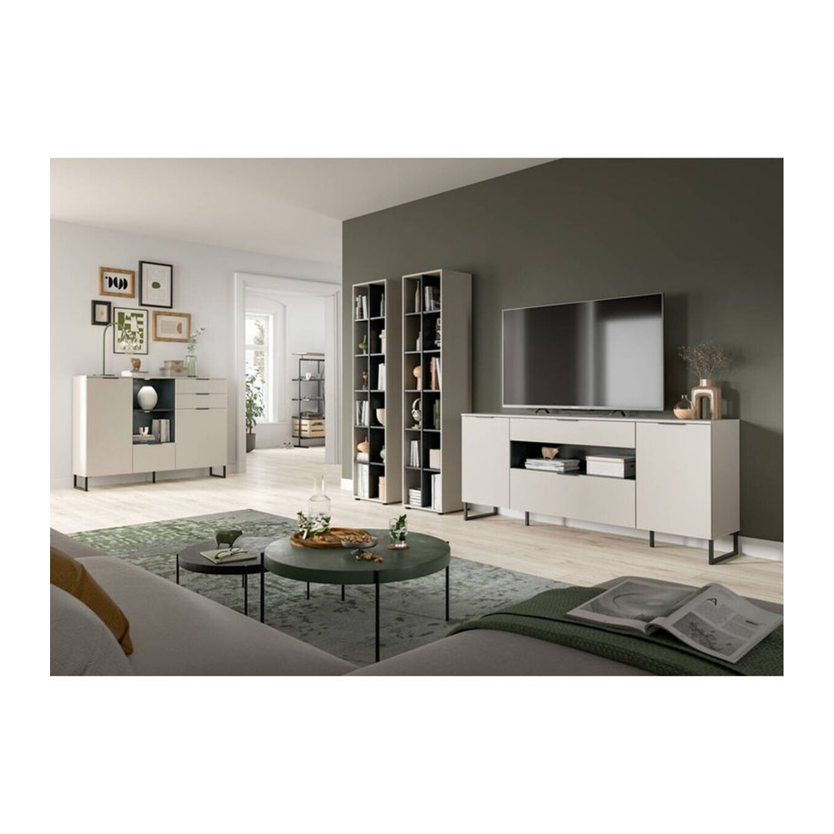 Modernes Sideboard xonox.home Noida in Kaschmirgrau und Schwarz B/H/T: 305 x 192 x 41 cm - Bild 3