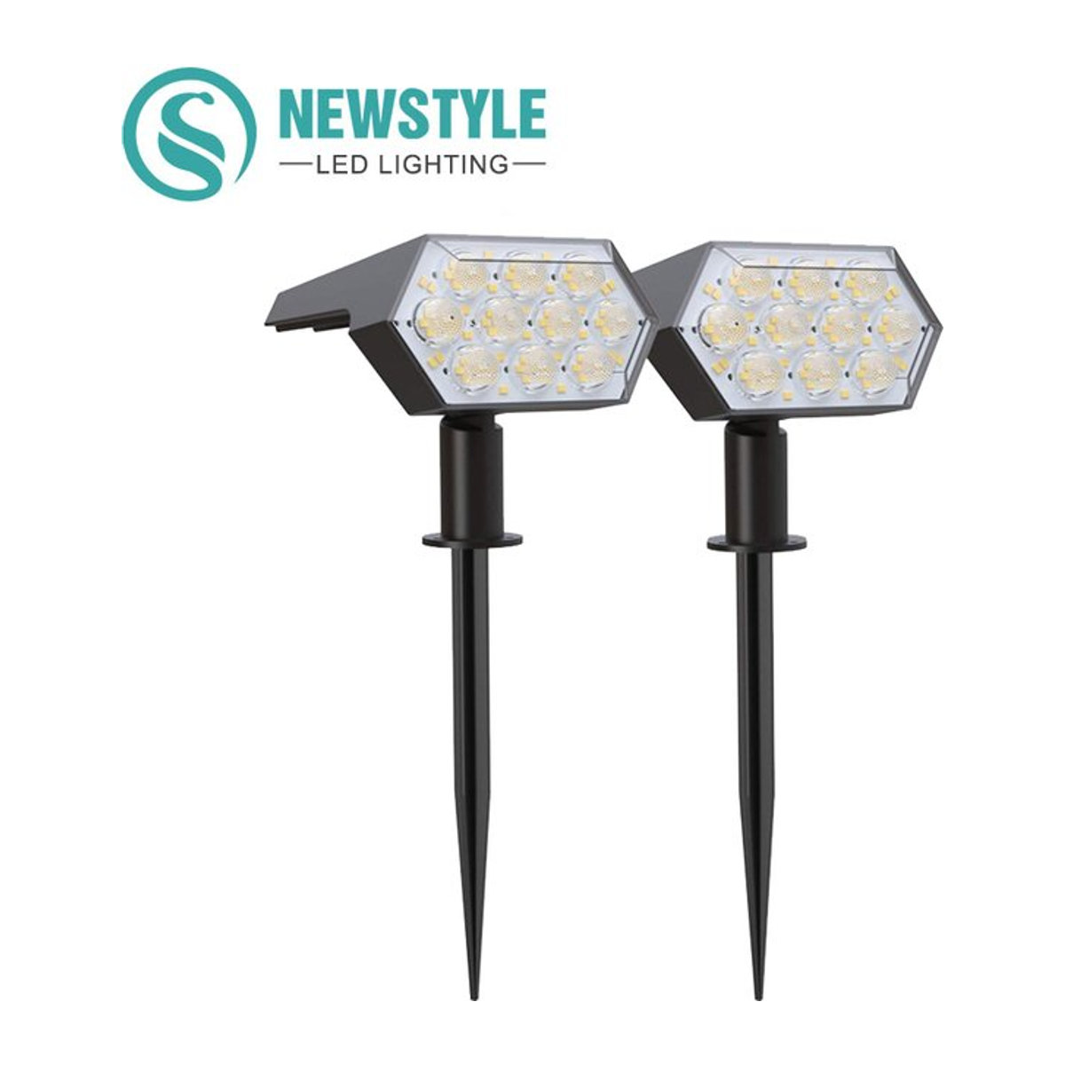 Modernes Solar-Landschaftsstrahler Set mit 108 LEDs in Schwarz, warmweißes Licht, IP65 wasserdicht, verstellbare Gartendekoration für den Außenbereich - Bild 1