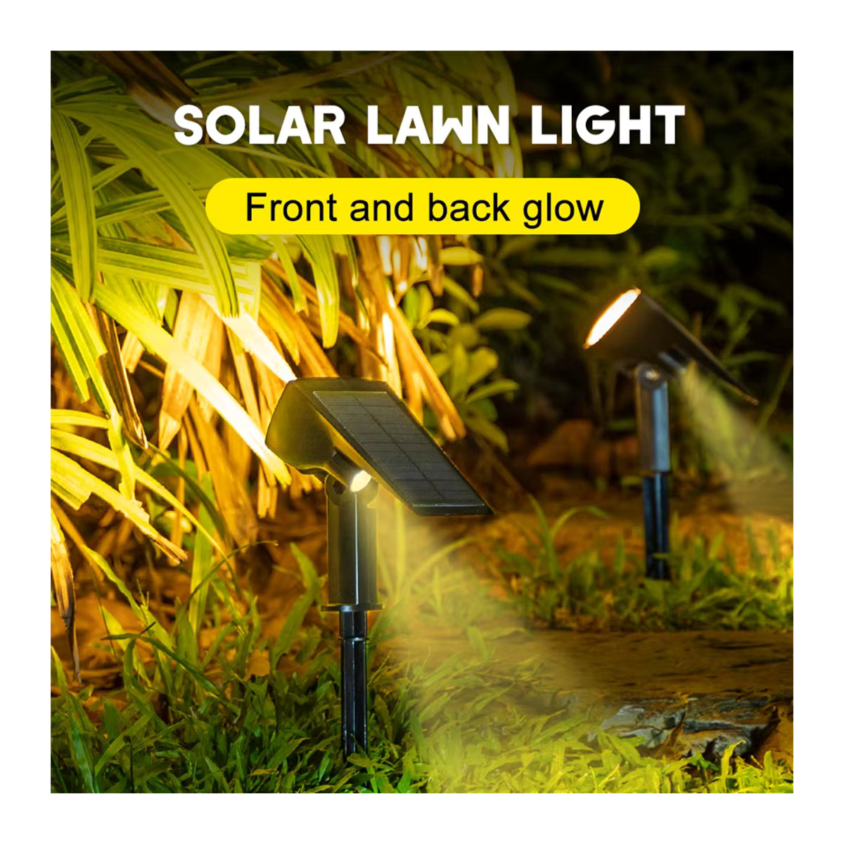 Modernes Solar-Landschaftsstrahler Set mit 108 LEDs in Schwarz, warmweißes Licht, IP65 wasserdicht, verstellbare Gartendekoration für den Außenbereich - Bild 2