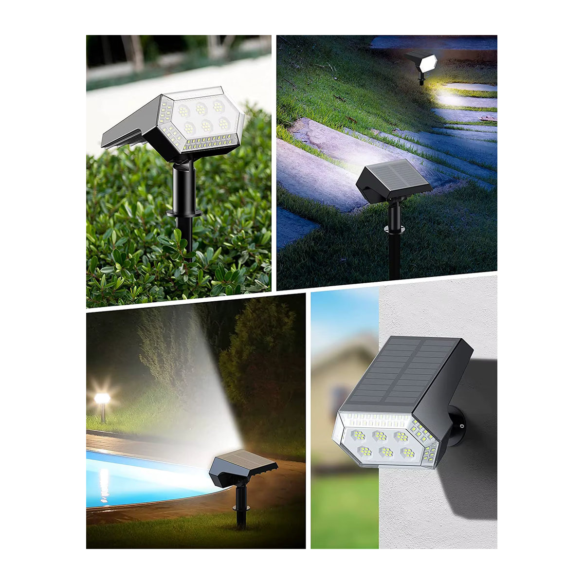 Modernes Solar-Landschaftsstrahler Set mit 108 LEDs in Schwarz, warmweißes Licht, IP65 wasserdicht, verstellbare Gartendekoration für den Außenbereich - Bild 4