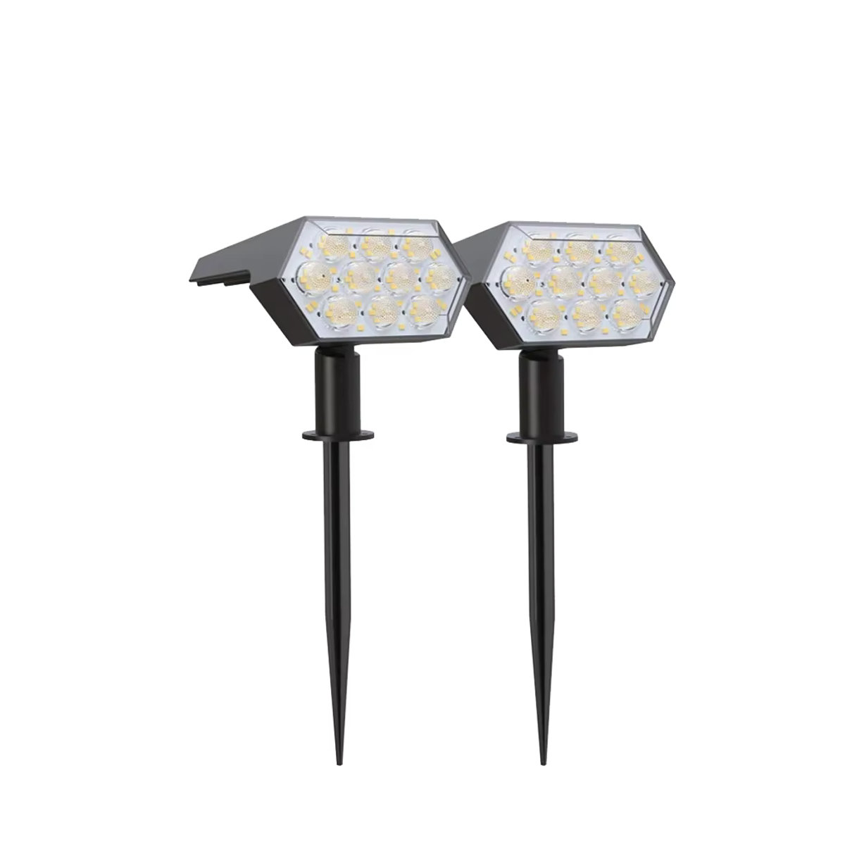 Modernes Solar-Landschaftsstrahler Set mit 108 LEDs in Schwarz, warmweißes Licht, IP65 wasserdicht, verstellbare Gartendekoration für den Außenbereich - Bild 5