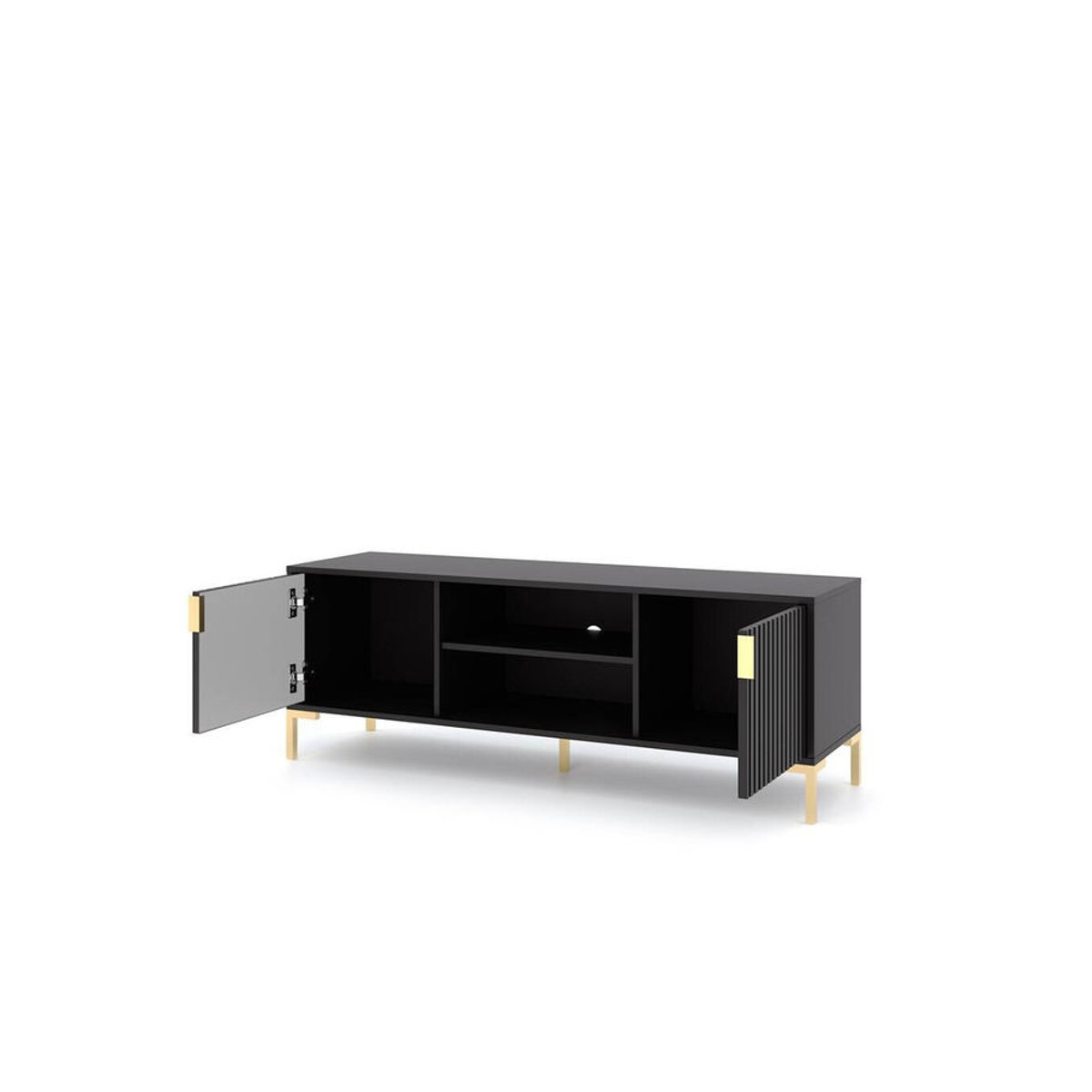Modernes TV-Lowboard WIPMEB in Schwarz, B/H/T: 140 x 50 x 40 cm - Bild 2