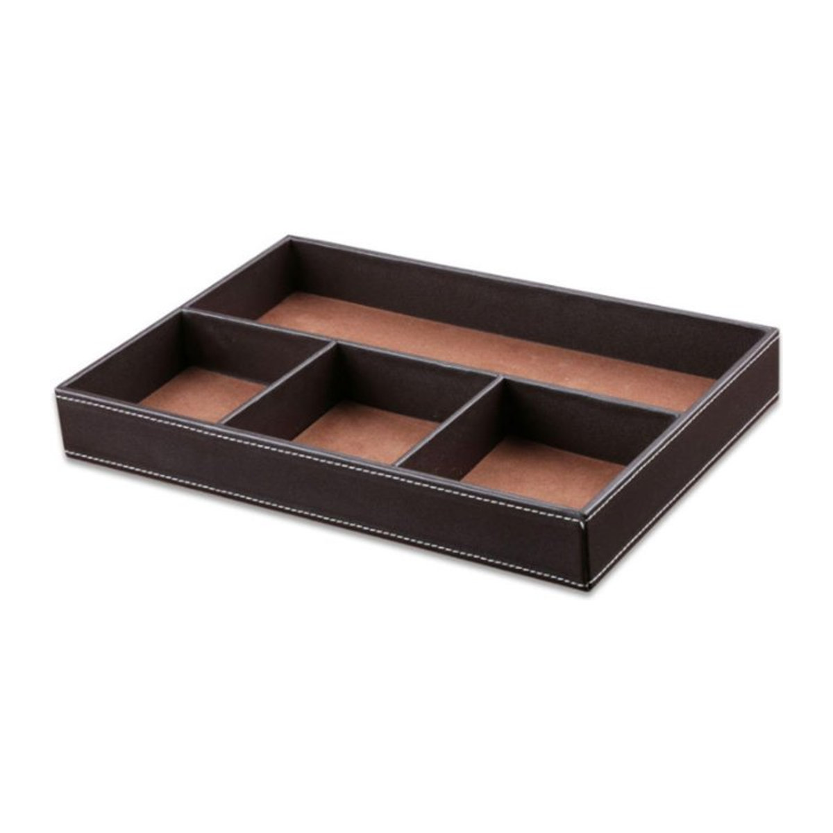 Modest Joy Premium PU-Leder Schreibtisch-Organizer in Braun als stilvolles Aufbewahrungstablett für Büro und Wohnzimmer - Bild 1