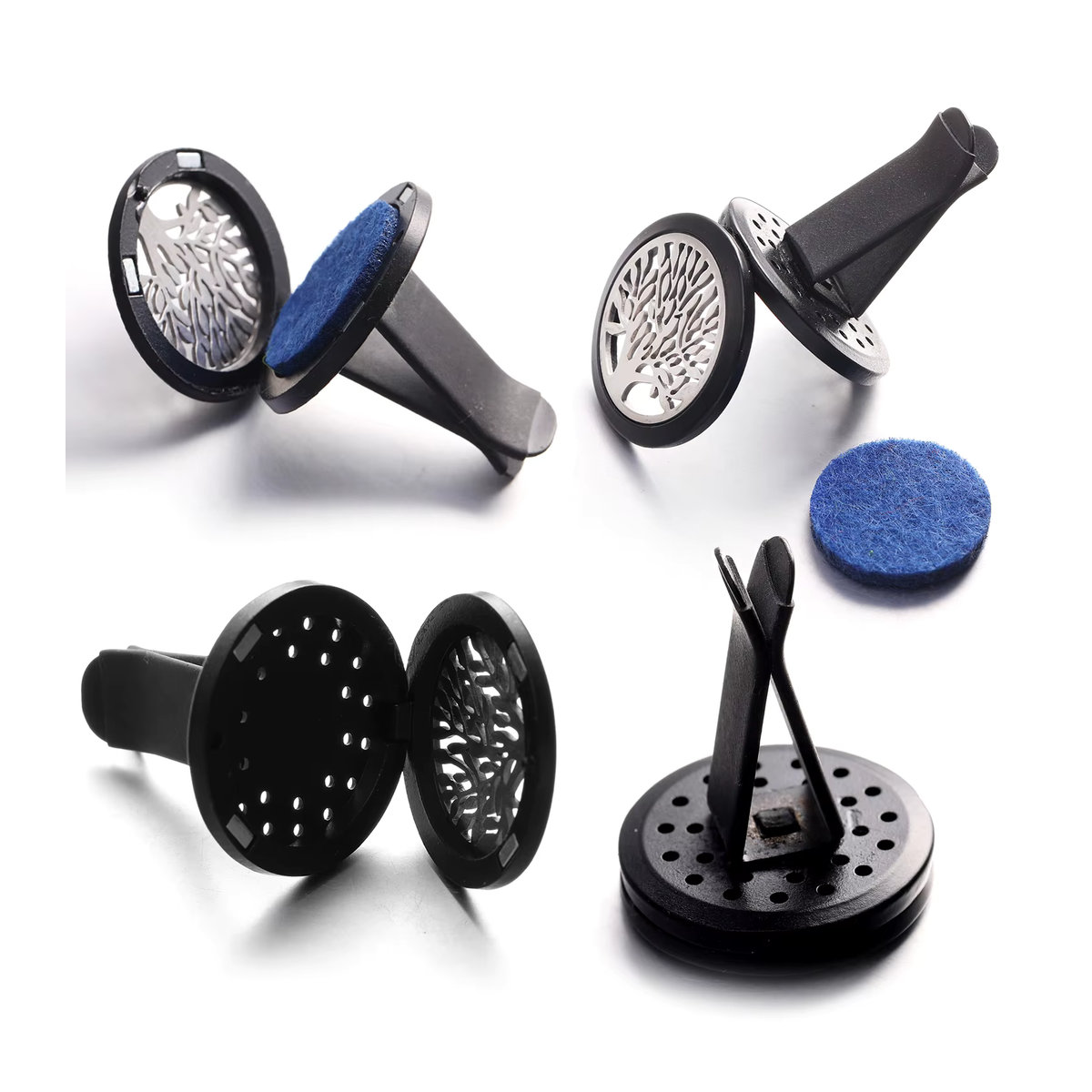 MODKISR Edelstahl Aroma Diffusor Medaillon für das Auto, Schwarz, Rund, 30mm - Bild 3