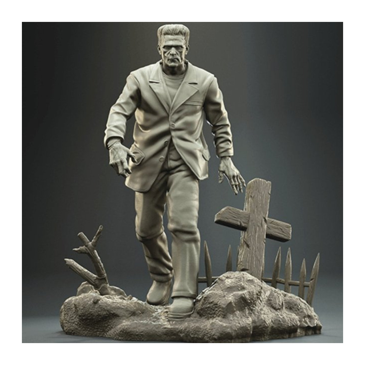 MODX Frankenstein Modellbausatz aus Kunstharz in Grau, unbemalte Monsterfigur im Maßstab 1:24, Höhe: 110 mm - Bild 1