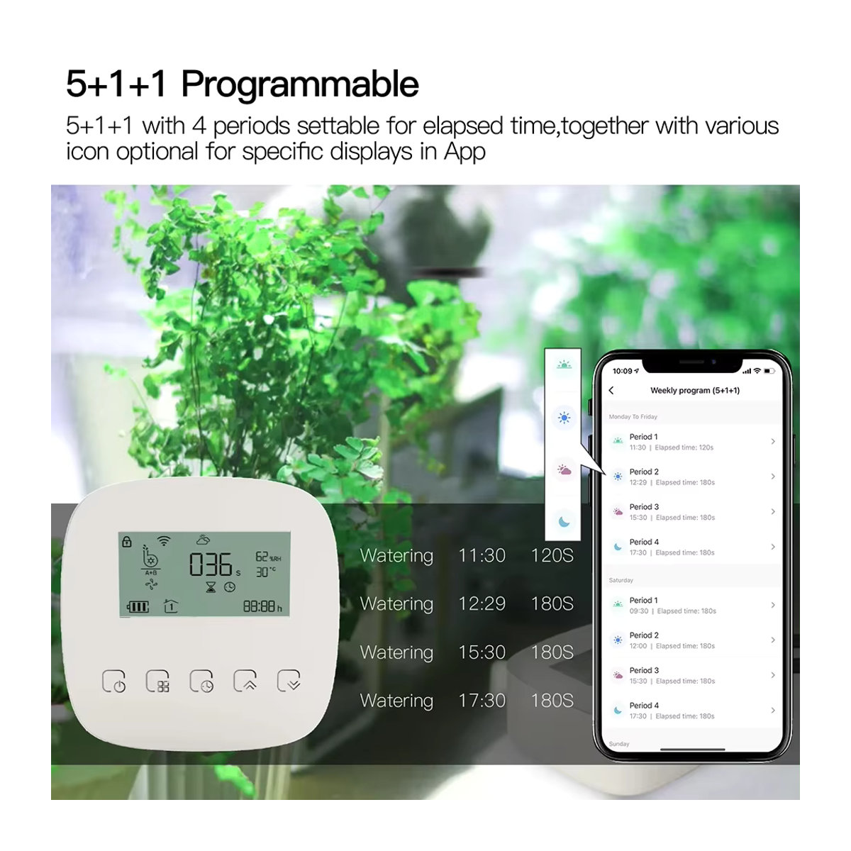 MOES Smart Bewässerungssystem mit WiFi und Tuya App-Steuerung, Automatisches Micro-Tropf-Bewässerungssystem mit LCD-Display in Weiß, kompatibel mit Alexa und Google Home - Bild 5