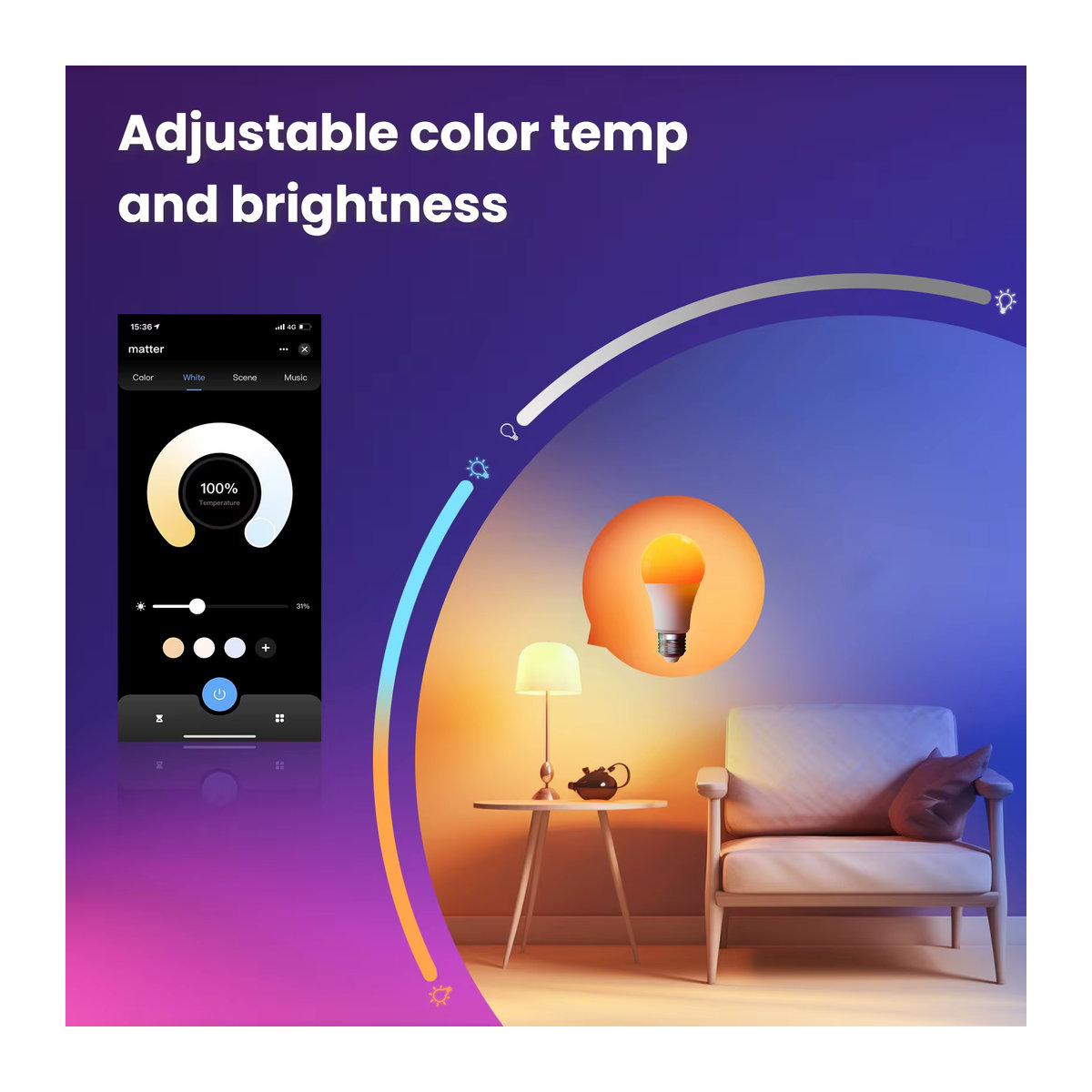 MOES Tuya Matter WiFi Smart Bulb E27 Dimmbare RGB LED-Kerzenlampe mit 16 Millionen Farben und Sprachsteuerung für Alexa und Google Home - Bild 4