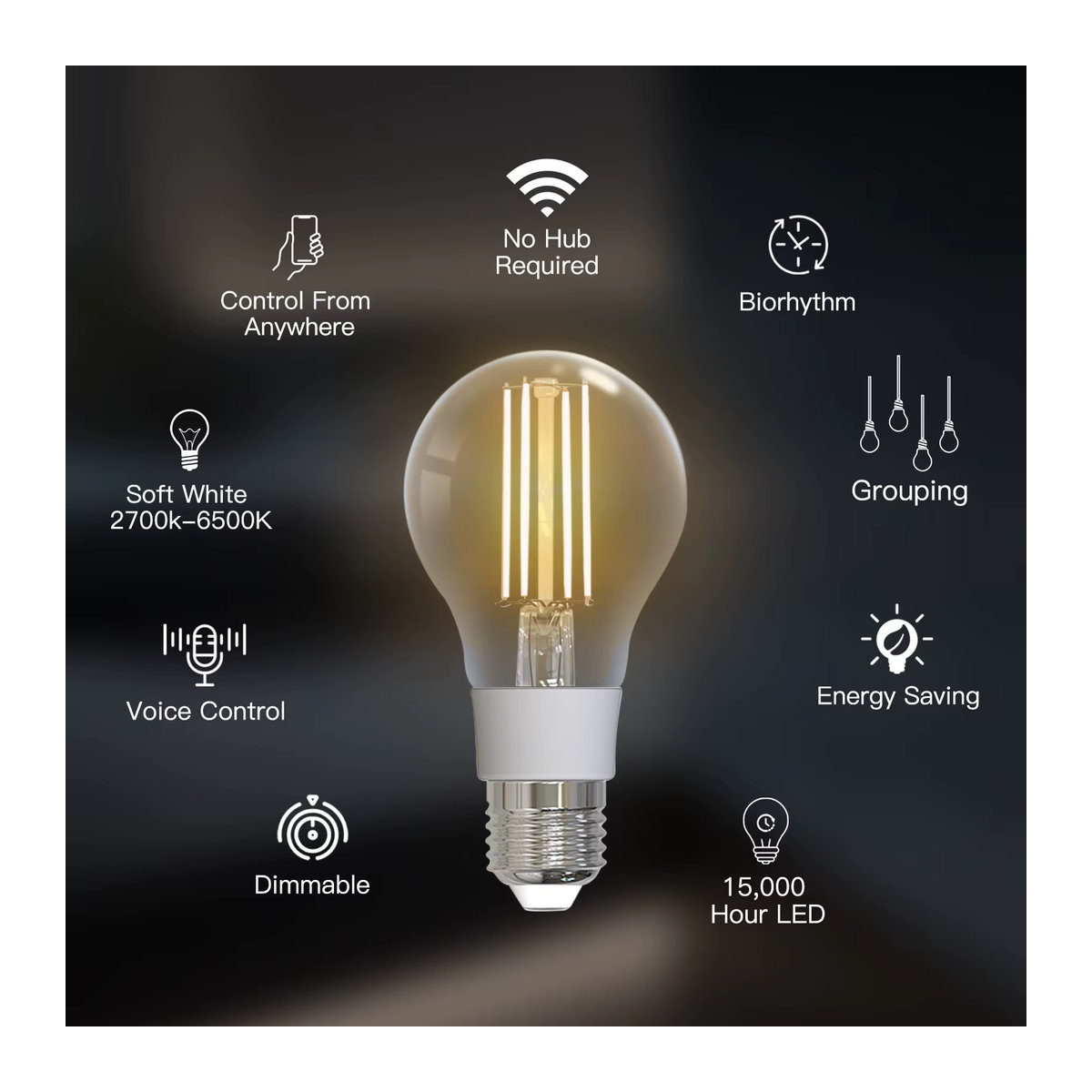 MOES WiFi Smart LED-Glühlampe E27, dimmbar, 7W, 806lm, Weiß, kompatibel mit Tuya Alexa und Google Sprachsteuerung - Bild 2