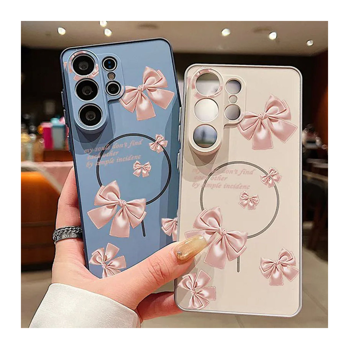 MOESOE Magnetische Handyhülle mit Schleifenmuster in Blau und Mehrfarbig für Samsung Galaxy S26 S25 S24 S23 S22 Ultra Edge FE A56 A37 A16 A55 A36 A17 A55 5G Cover aus Kunststoff - Bild 1