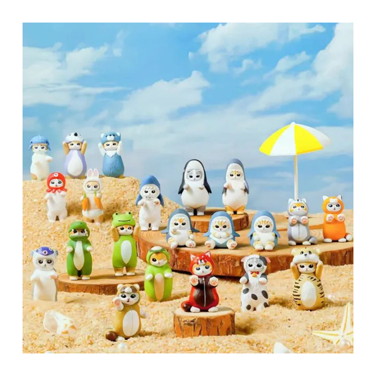 Mofusand Blindbox Actionfigur Orca-Verkleidung Niedliche Weiße Hai-Katzen Serie in Weiß und Mehrfarbig als Kawaii Desktop-Dekoration aus Kunststoff - Bild 1