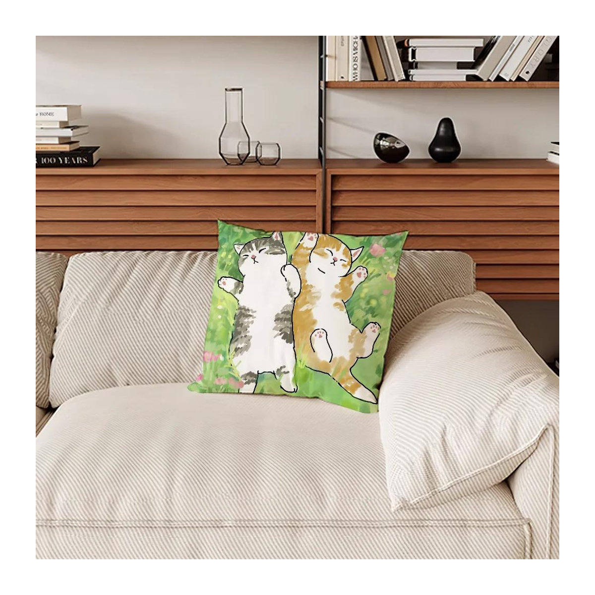 Mofusand Katzen Cartoon Kissenbezug Multicolor, B/B: 18 x 18 cm - Bild 1